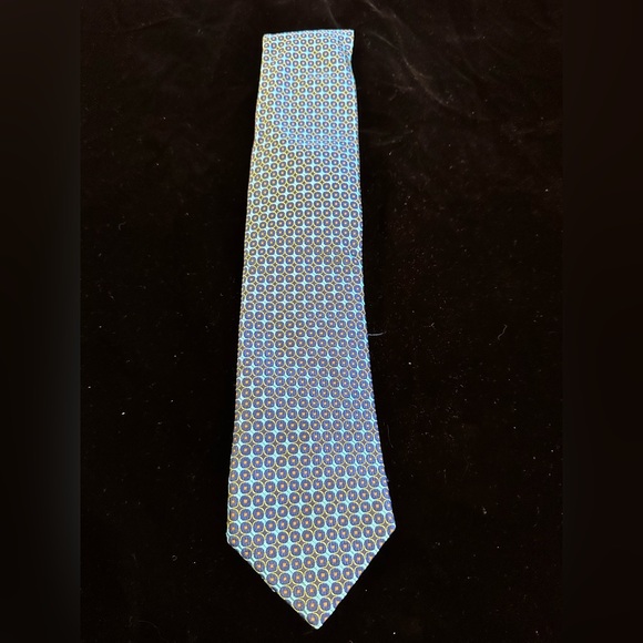 Geoff Nicholson Made in Italy Blue Circle Print Silk Tie